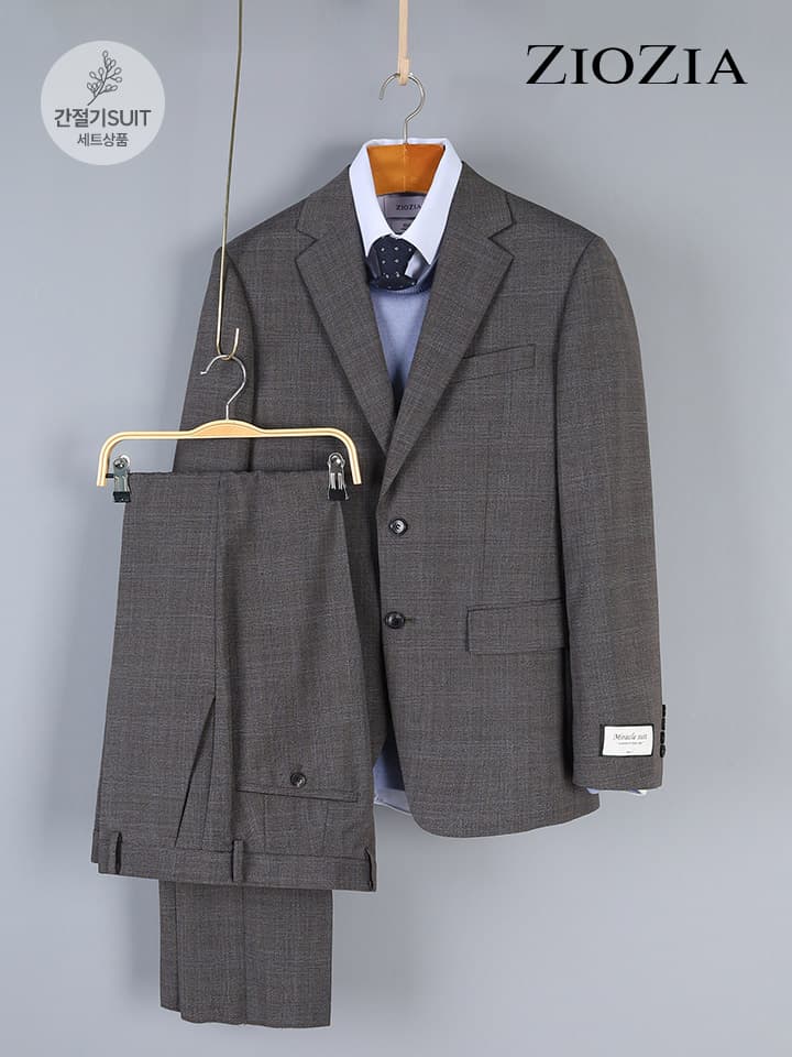 브라운 섀도우 글렌 체크 정장세트 2