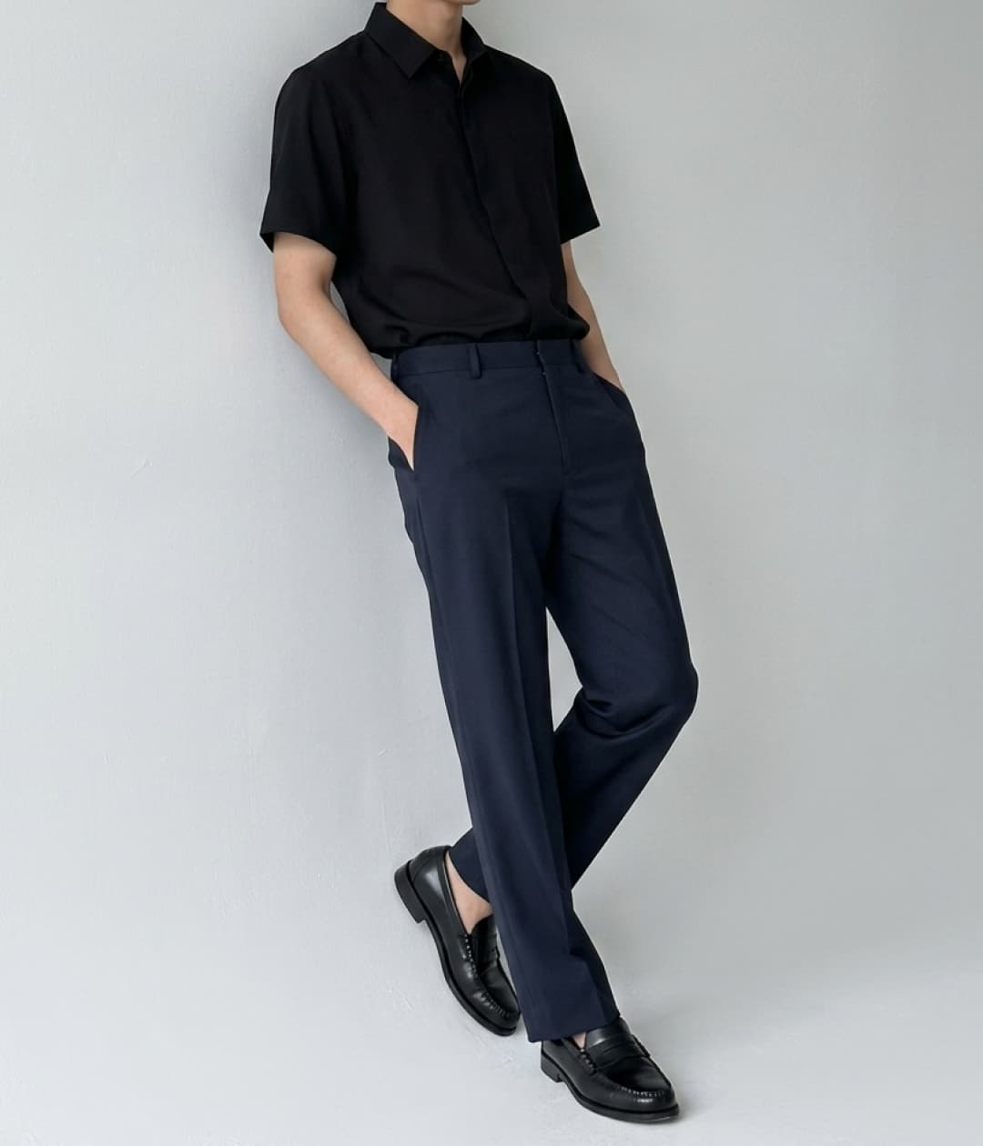 블랙 셔츠 세미정장룩
