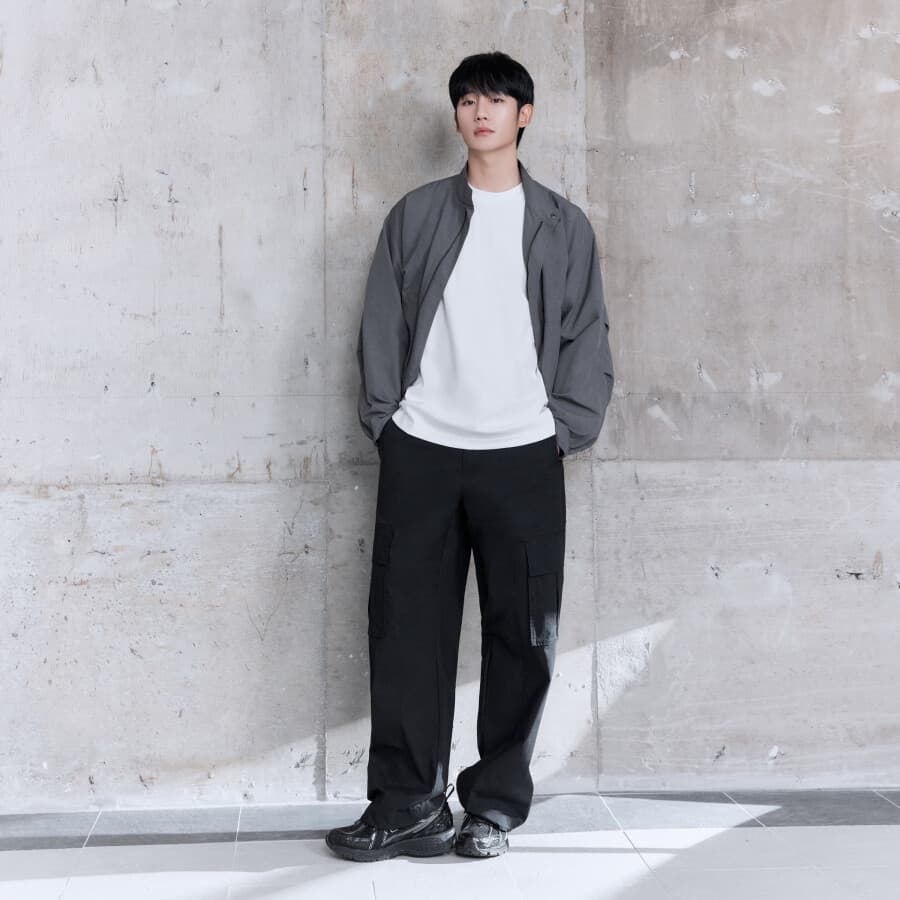 정해인와이드카고풀밴딩팬츠